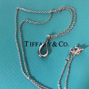 Tiffany & co Open tear drop necklace .